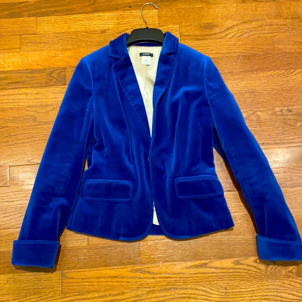 J. CREW - WOMENS BLUE VELVET BLAZER - WOW!
